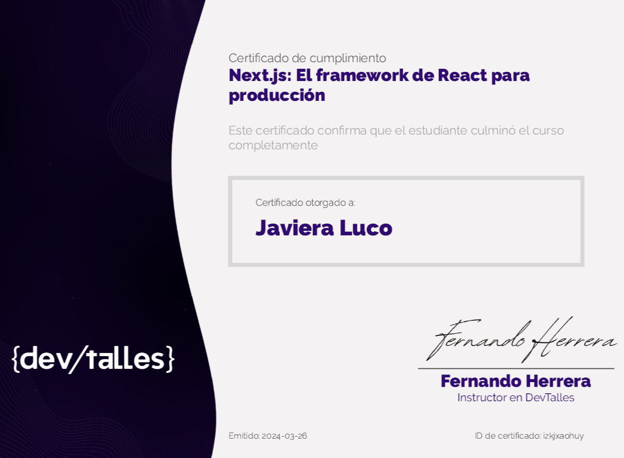 Certificado Nextjs